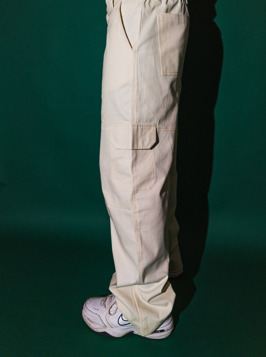 IVORY CARGO DENIM PANT