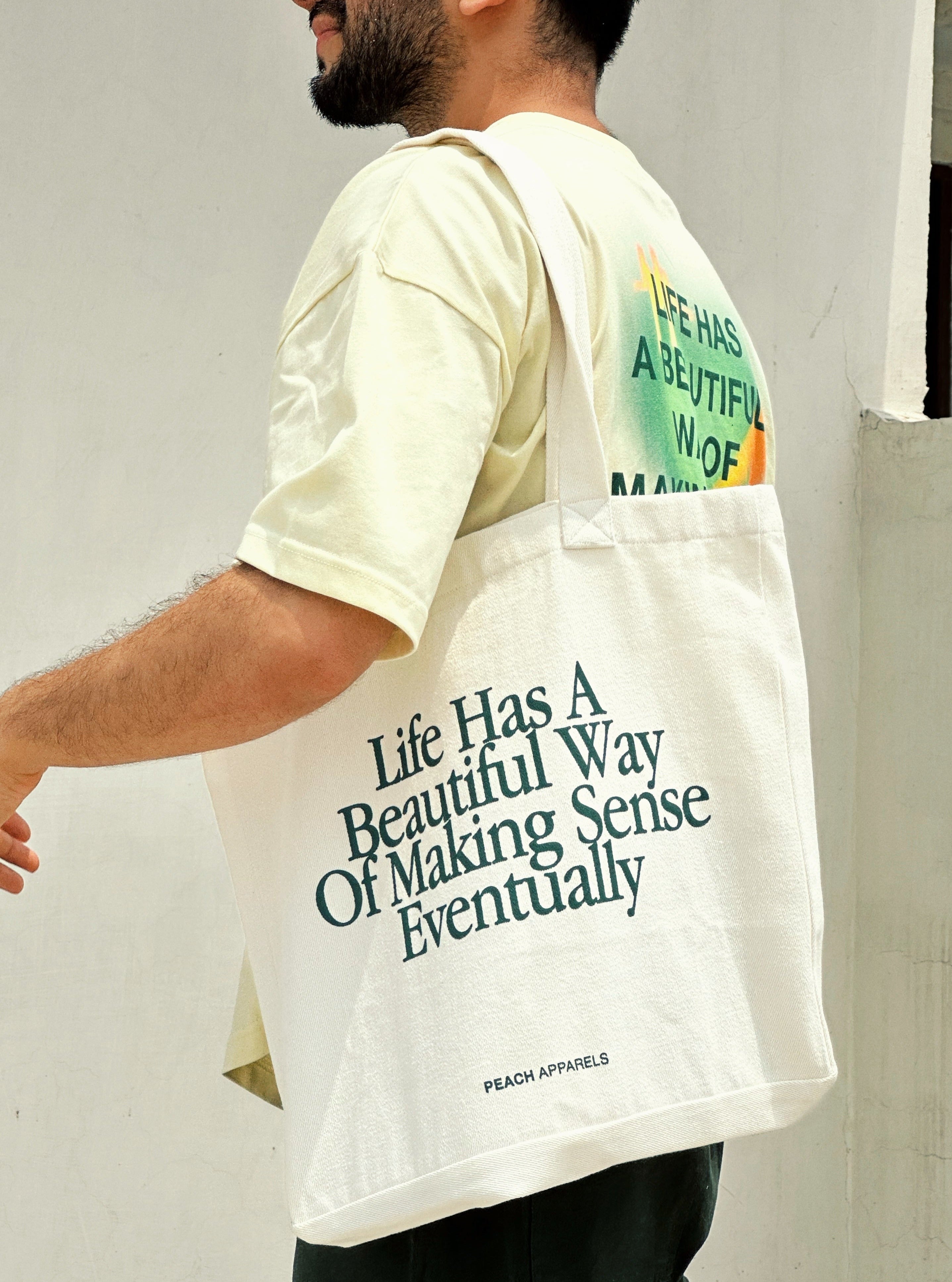 Off White Life Tote Bag