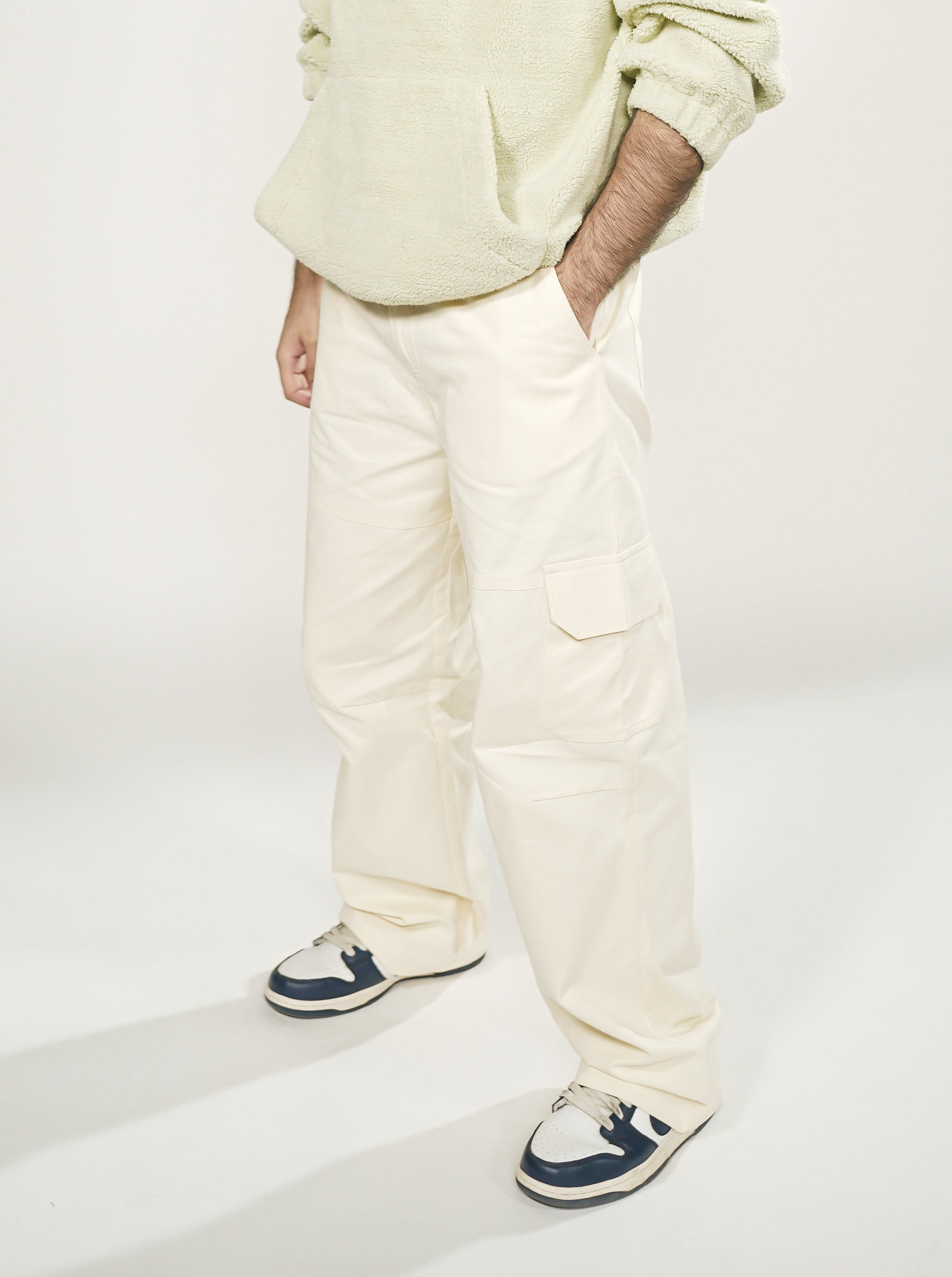 Ivory Beige Cargo Pants